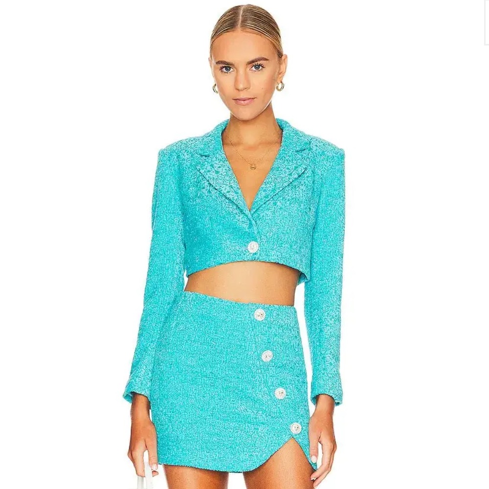MAJORELLE Teal Cropped Blazer/Top